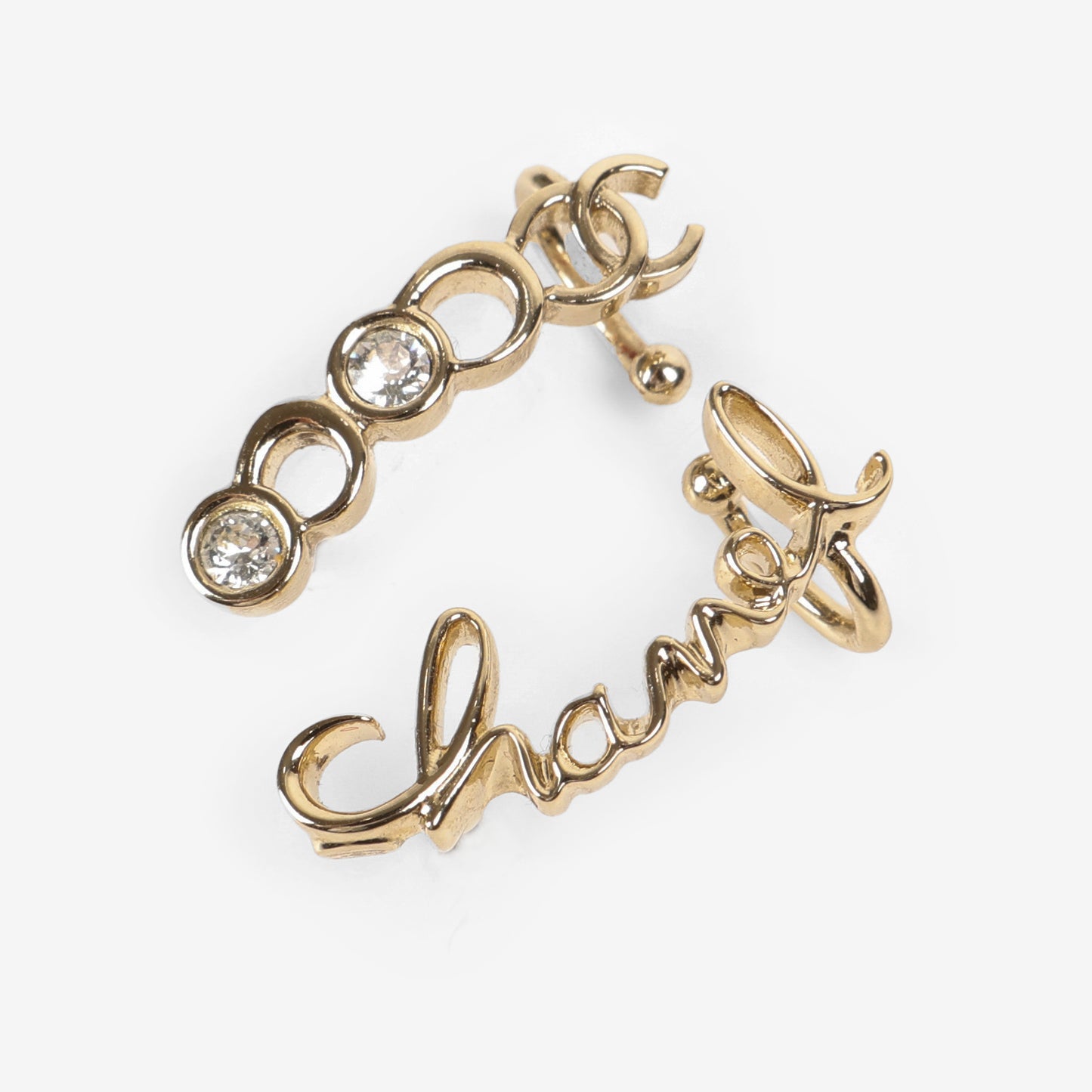 Coco Script Climber Earrings Gold Crystals