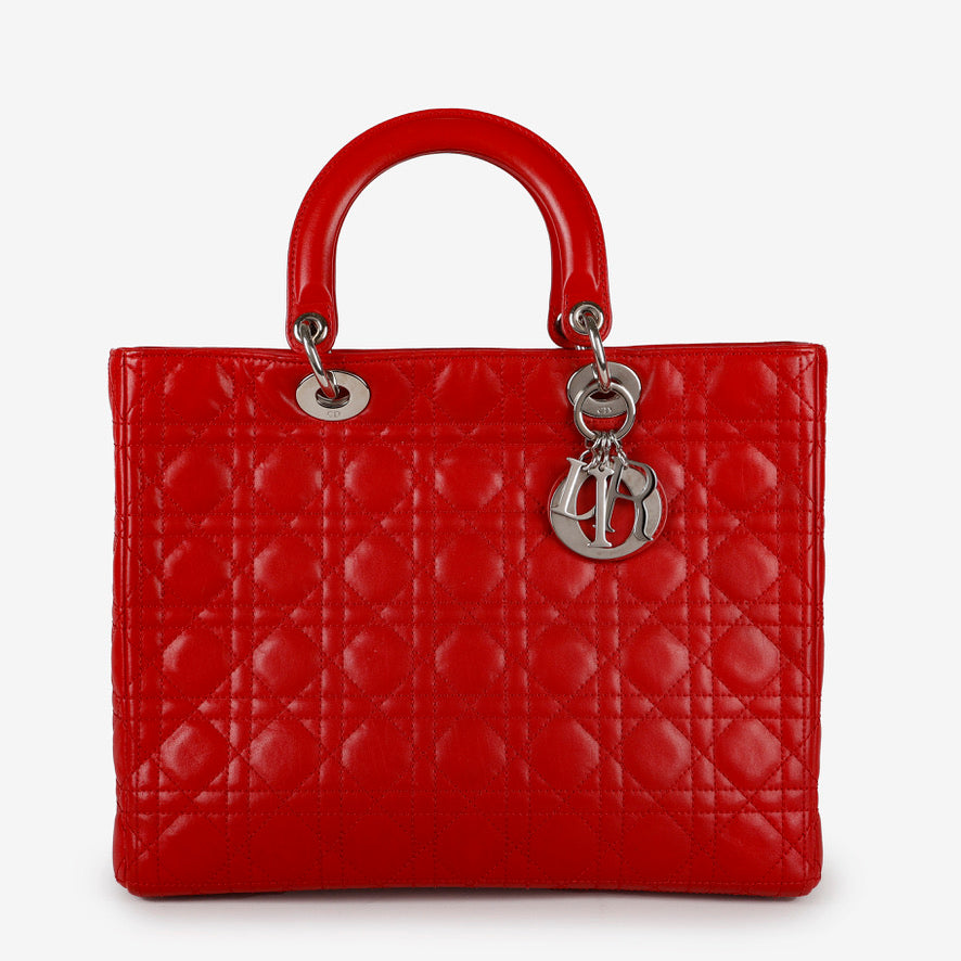 Large Lady Dior Red Lambskin