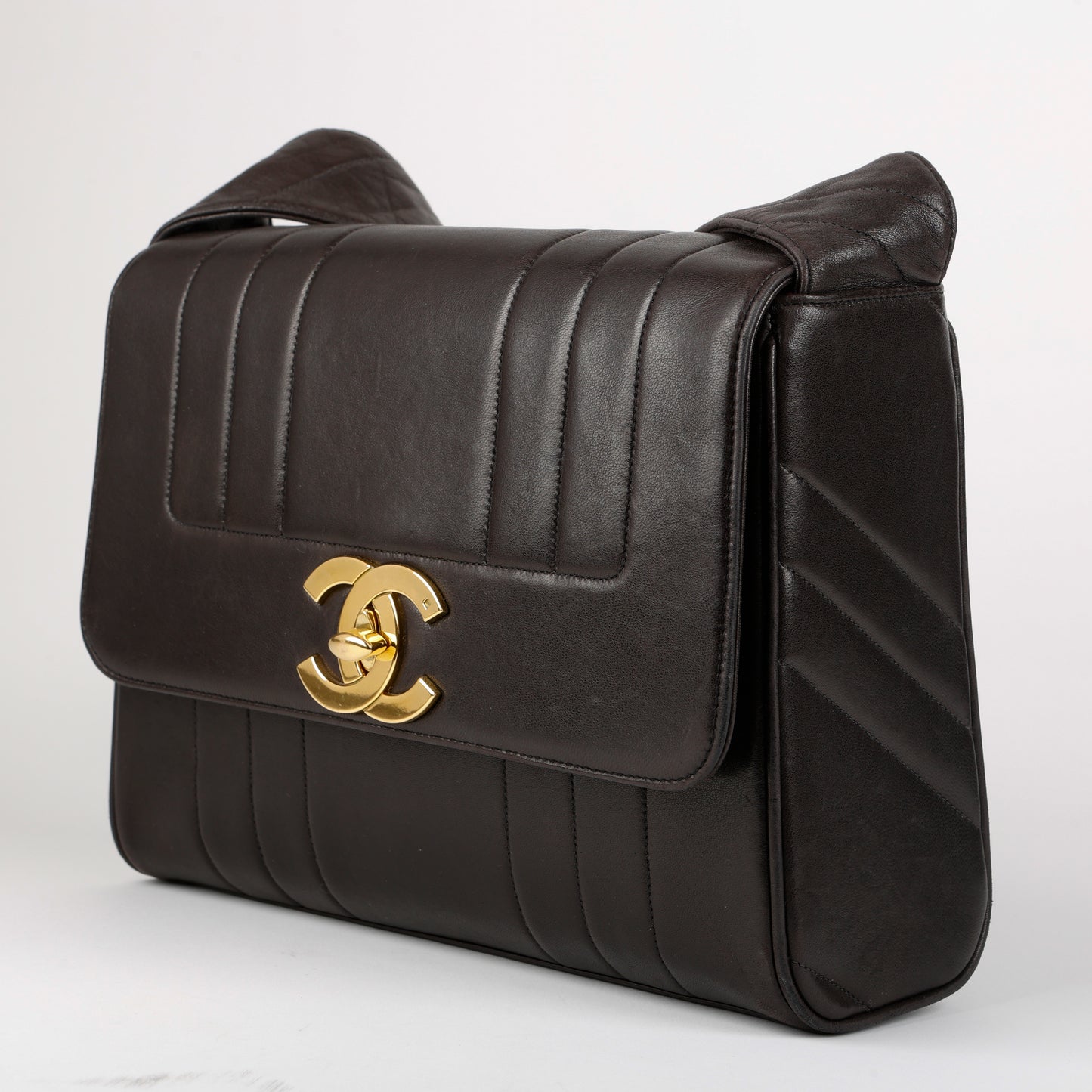 Vertical Mademoiselle Flap, Black Lambskin