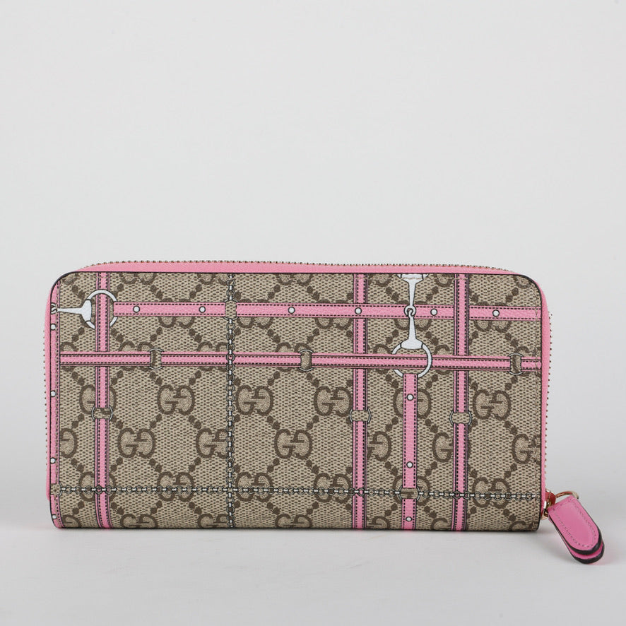 Pink Horsebit Coated Canvas Zippy
