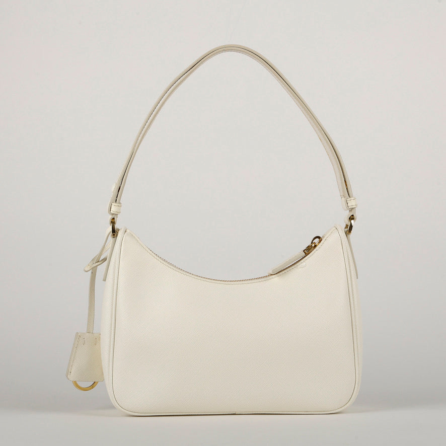 Mini Re-Edition Saffiano Shoulder Bag, White