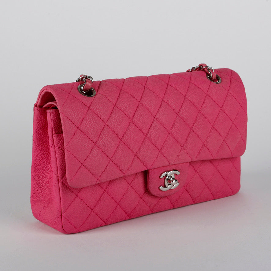Medium Double Flap, Pink Caviar