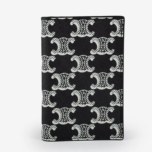Vertical Card Holder Triomphe Canvas Black Silver
