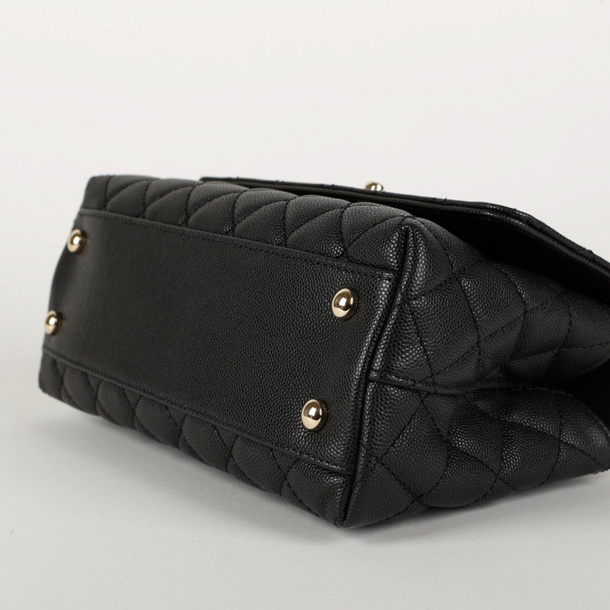 Coco Handle Small Black Caviar Lizard Embossed Handle