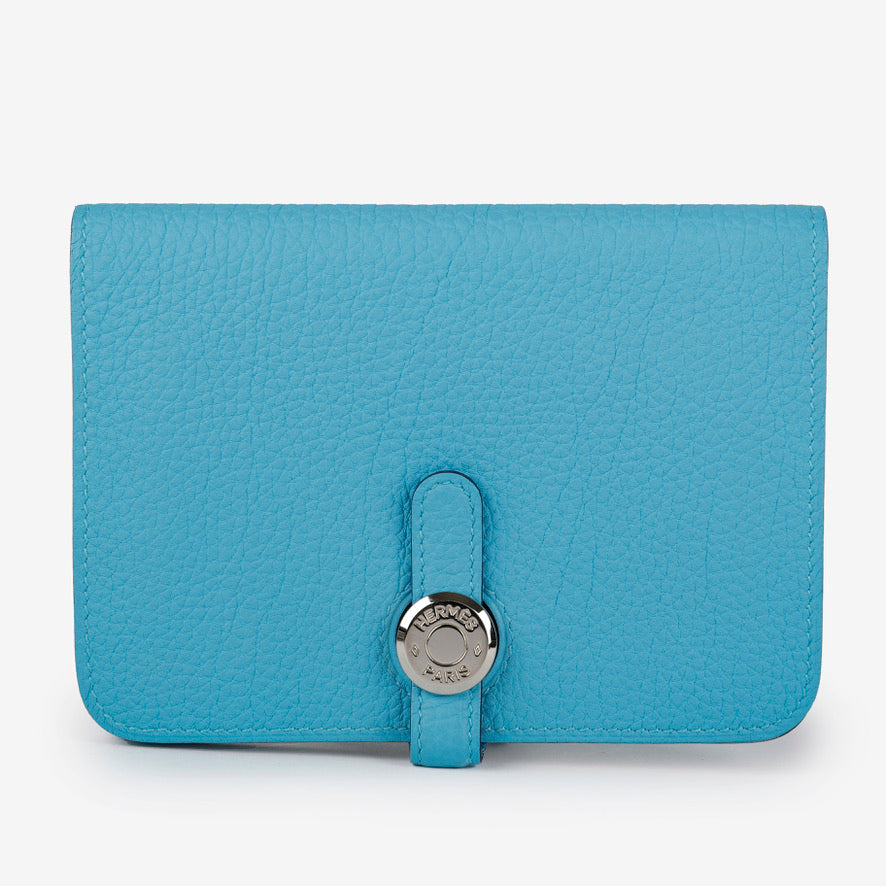 Compact Dogon Wallet Celeste Blue Clemence