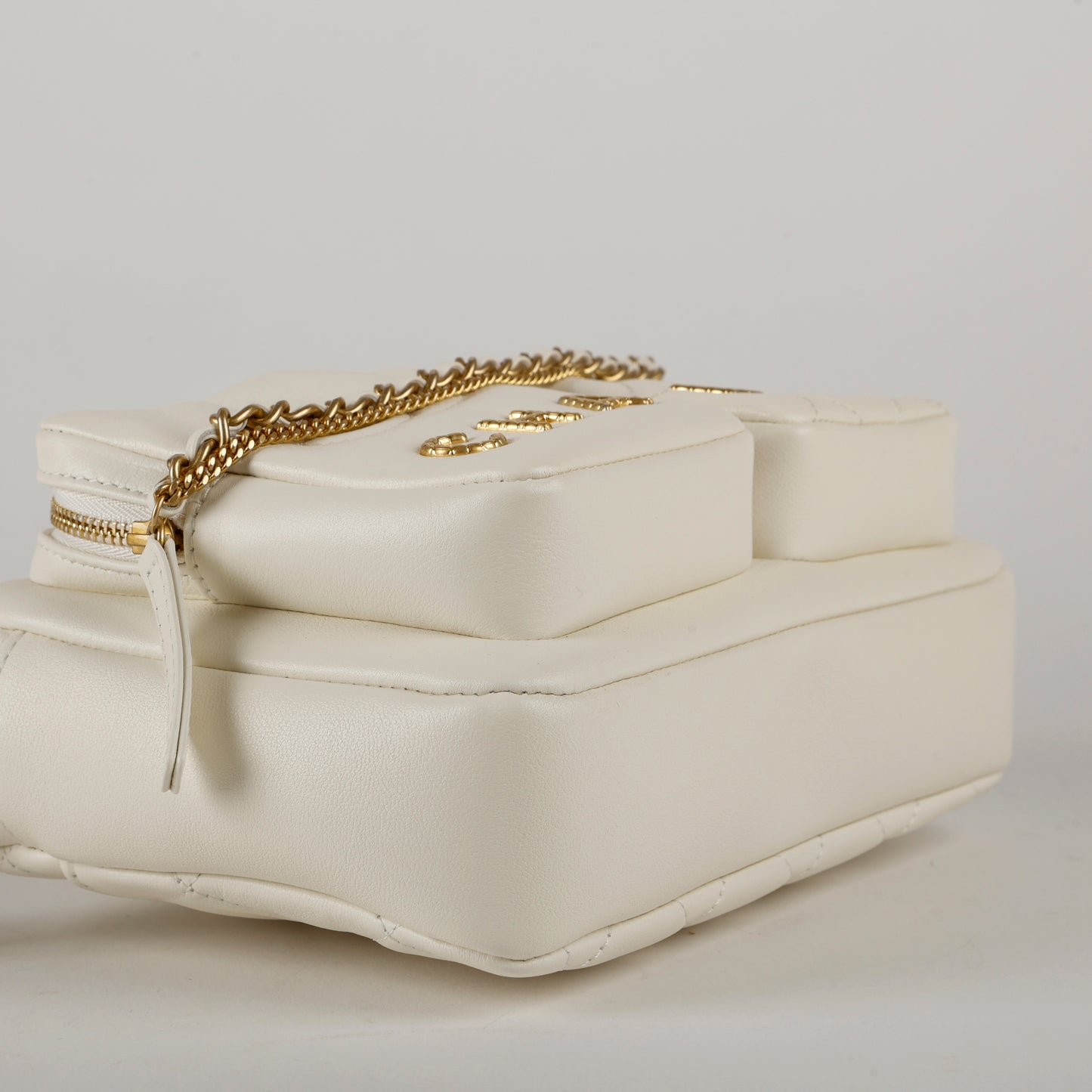 Small Camera Bag, White Lambskin