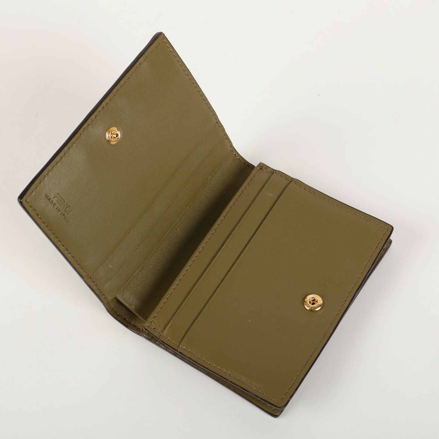 FF Embossed Baguette Compact Wallet, Hunter Green