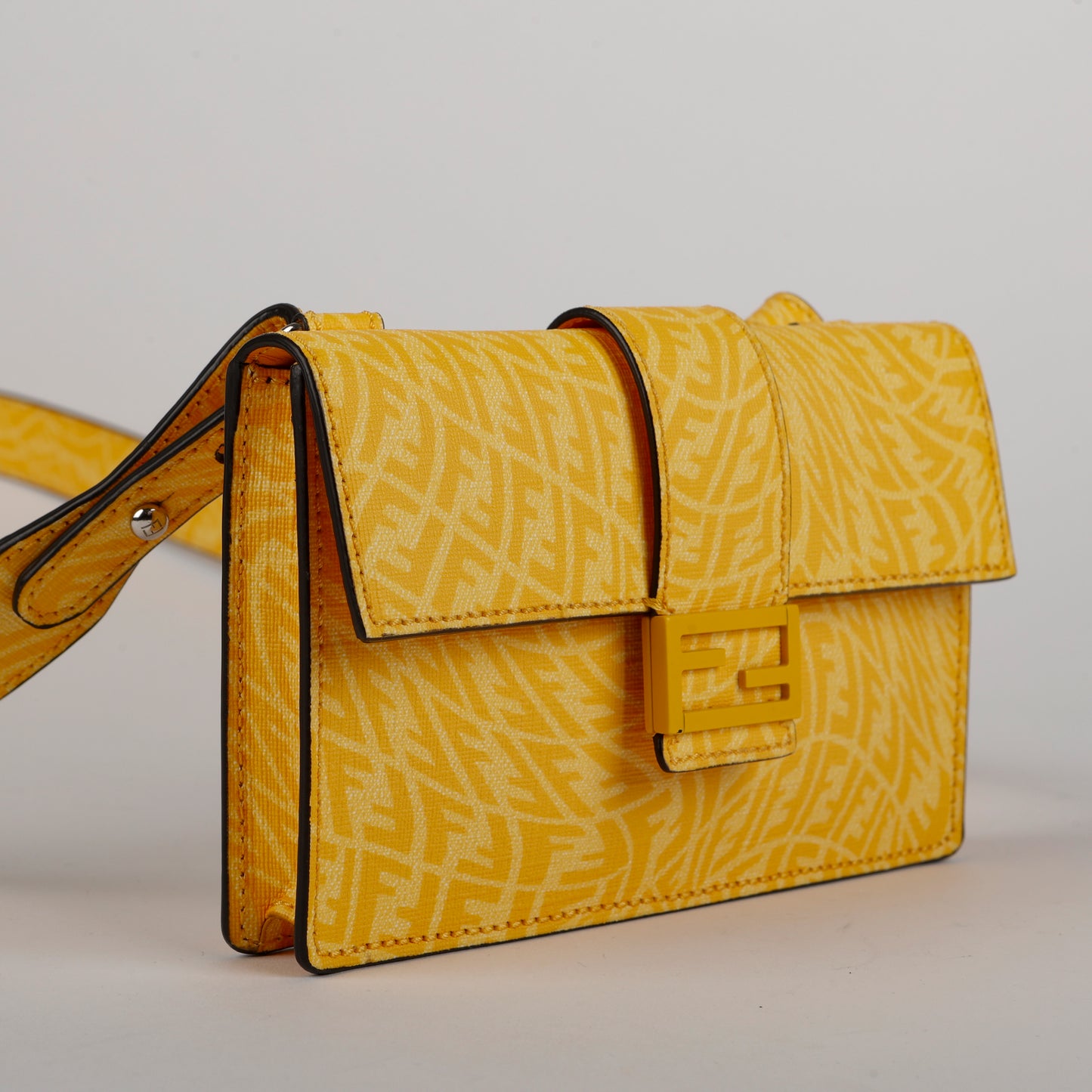 Baguette Belt Pouch Motif, Yellow Coated Canvas