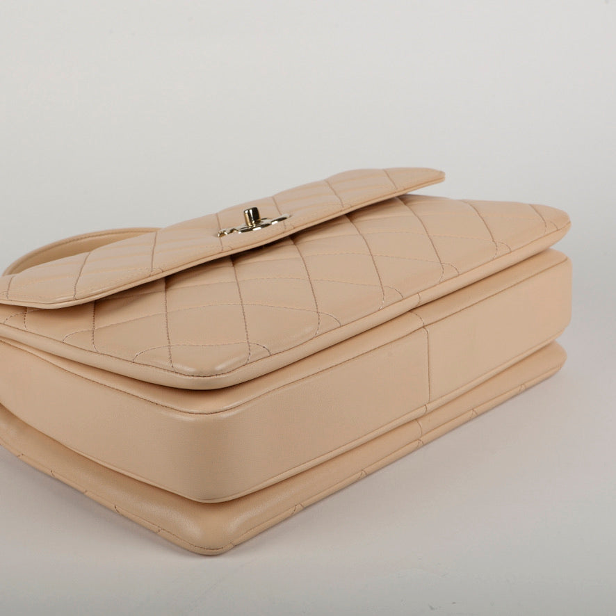 Lambskin Medium Trendy Beige Gold Hardware