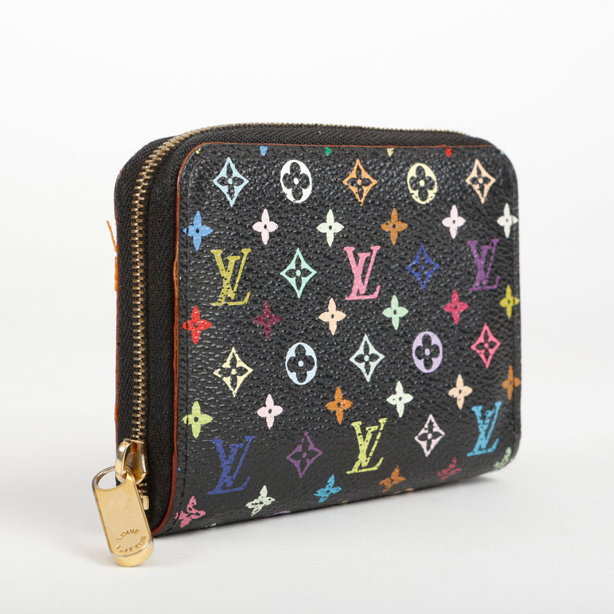 Murakami Zippy Coin Purse, Black Multicolor