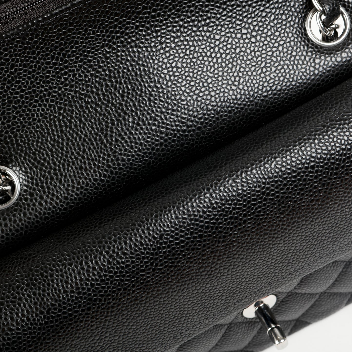 Black Caviar Small Double Flap Silver Hardware