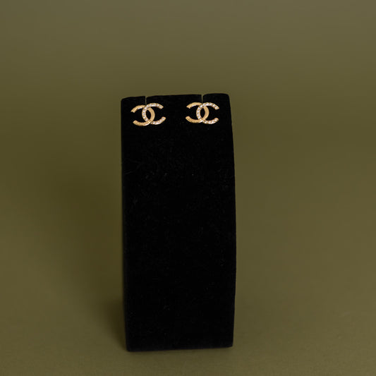 Gold CC Crystal Stud 10003