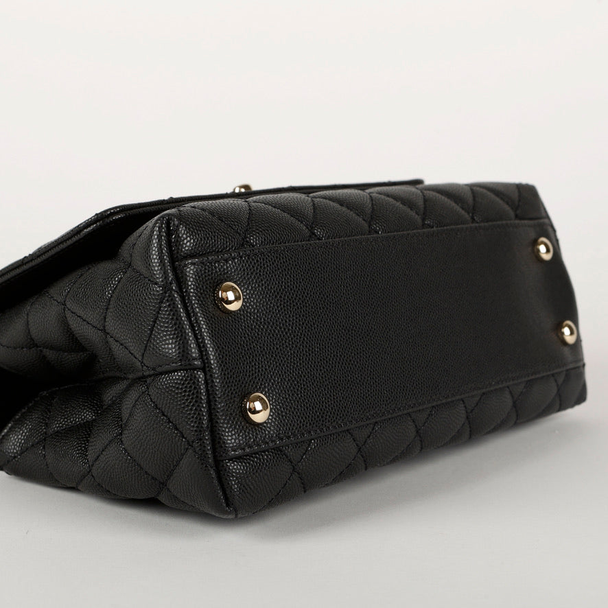 Coco Handle Small Black Caviar Lizard Embossed Handle