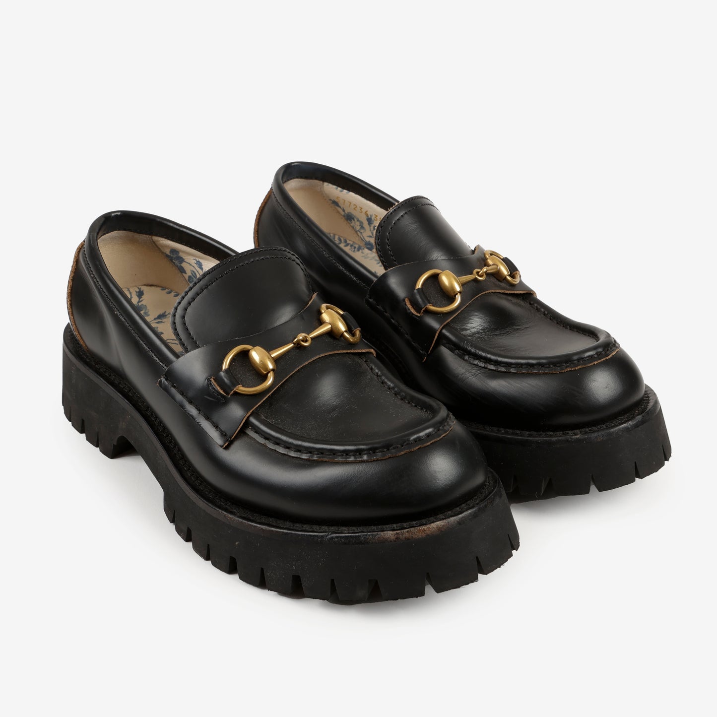 Lug Sole Horsebit Loafers, Black