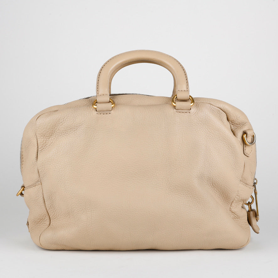 Medium Boston Bag, Light Beige Calfskin
