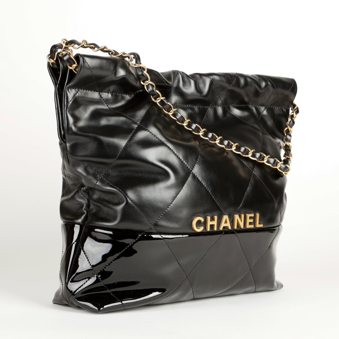 Small 22, Black Lambskin Patent Leather