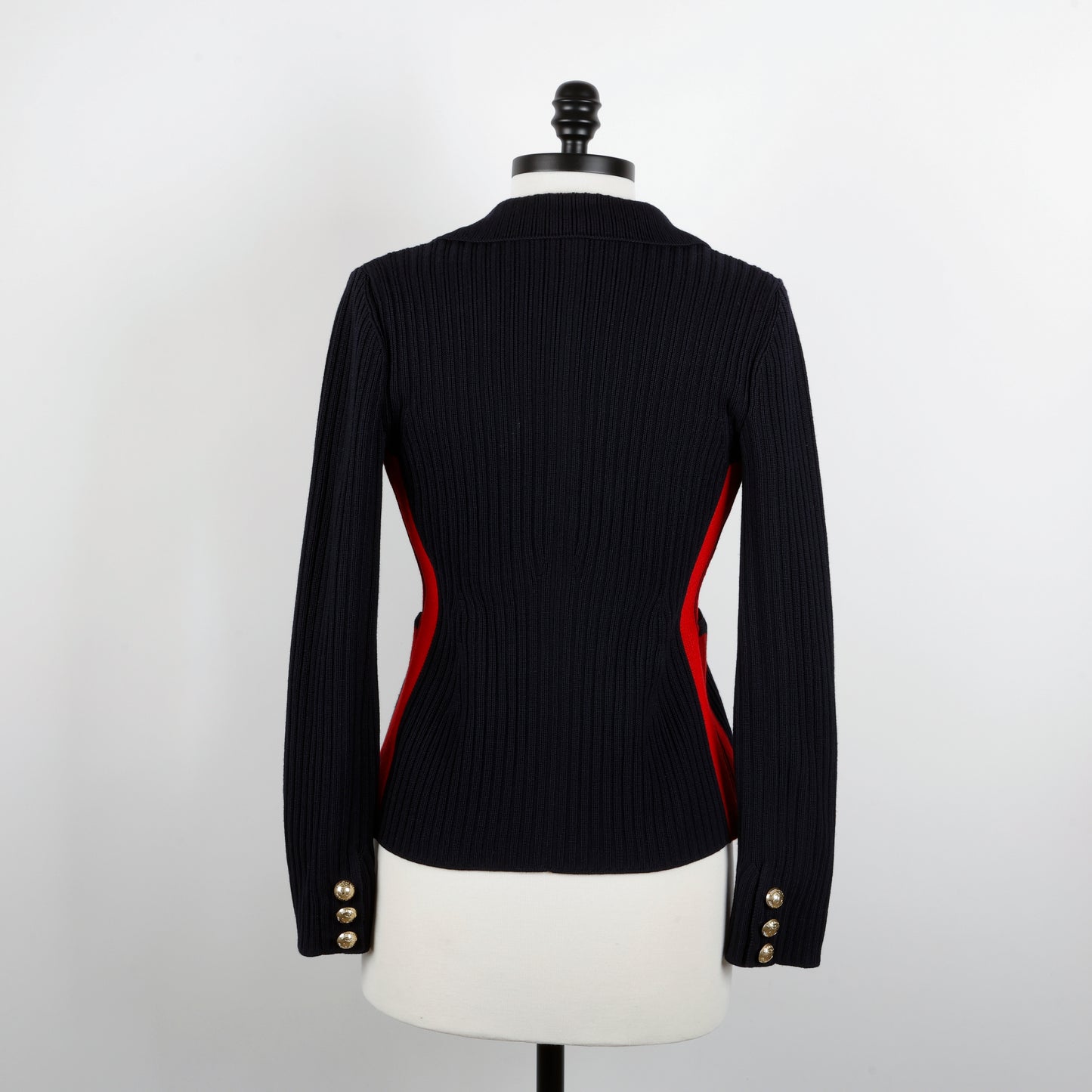 Navy Blue Red Wool Double Breasted Jacket