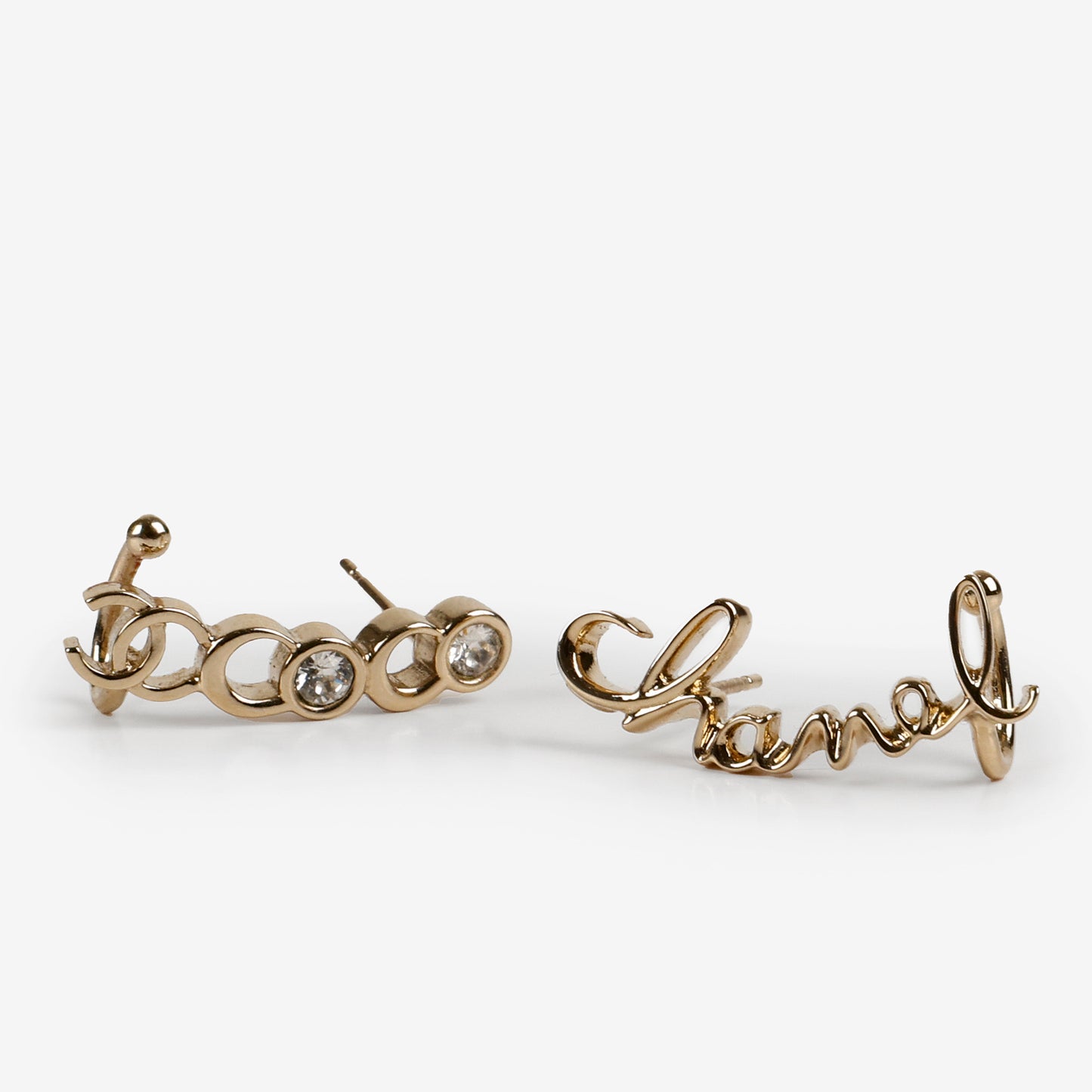 Coco Script Climber Earrings Gold Crystals