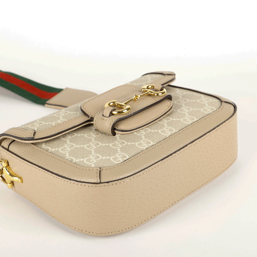Beige Canvas 1955 Horsebit Small Crossbody