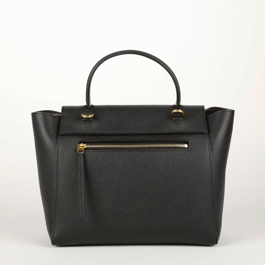 Micro Belt Bag, Black Grained Calfskin