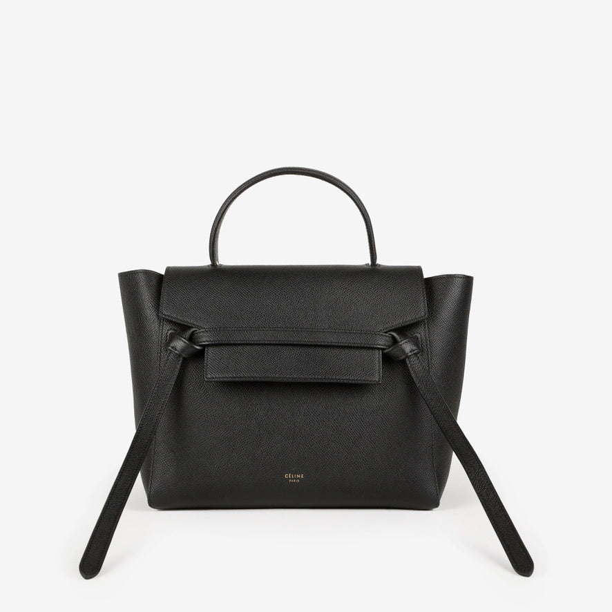 Micro Belt Bag, Black Grained Calfskin