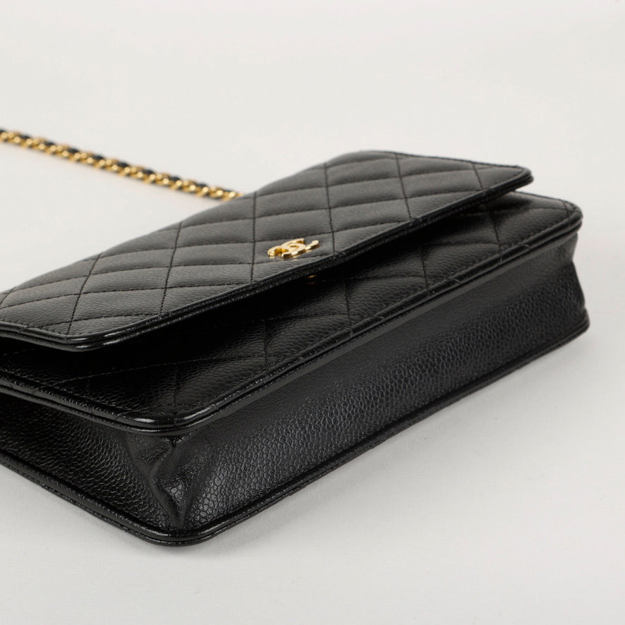 Wallet On Chain, Black Caviar Gold Hardware