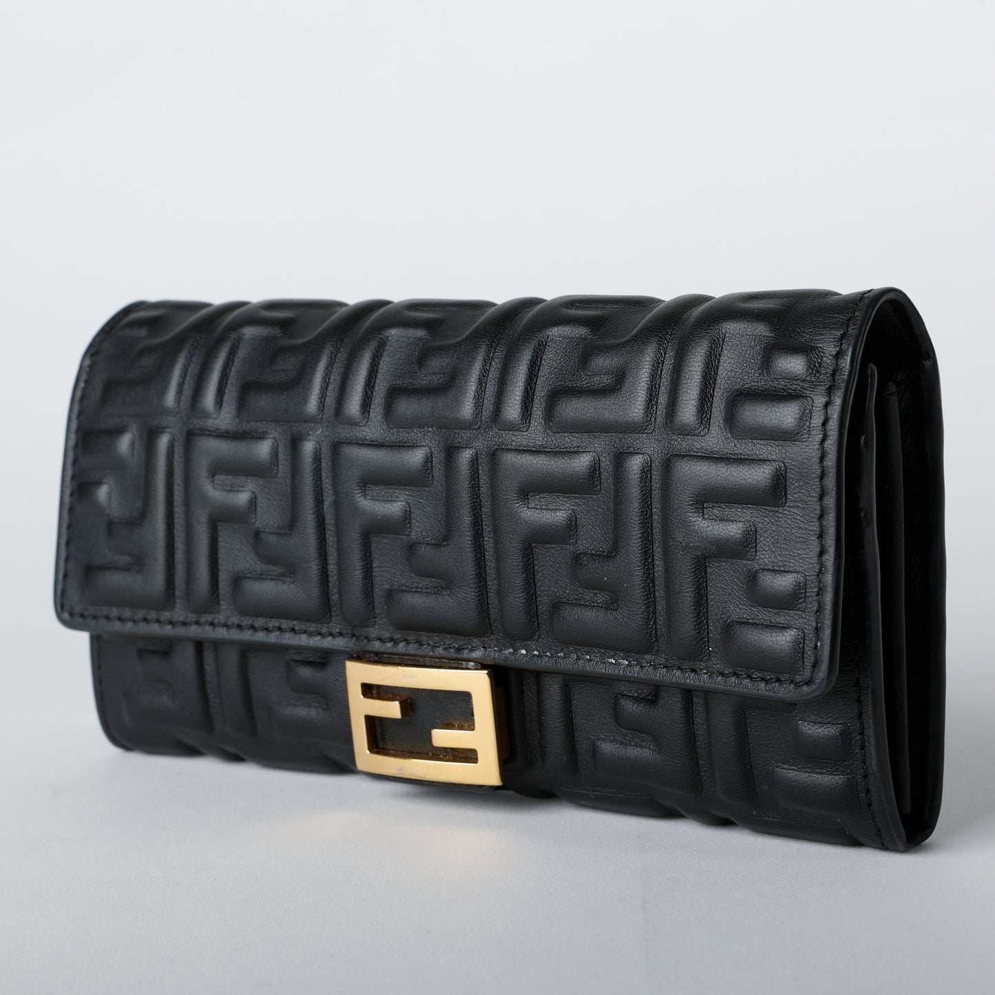 Nappa Embossed Wallet on Chain, Black