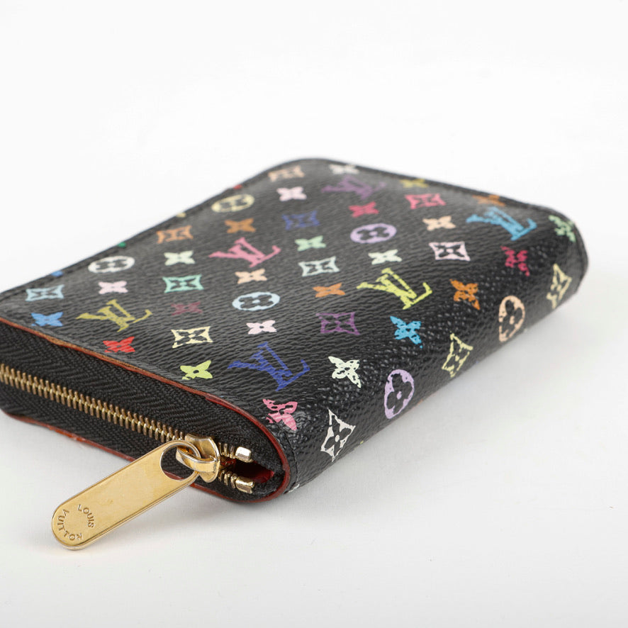 Murakami Zippy Coin Purse, Black Multicolor