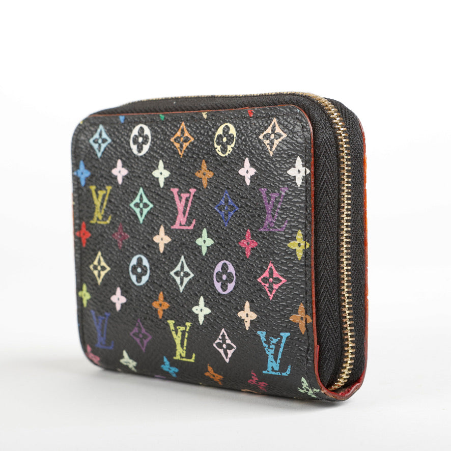 Murakami Zippy Coin Purse, Black Multicolor