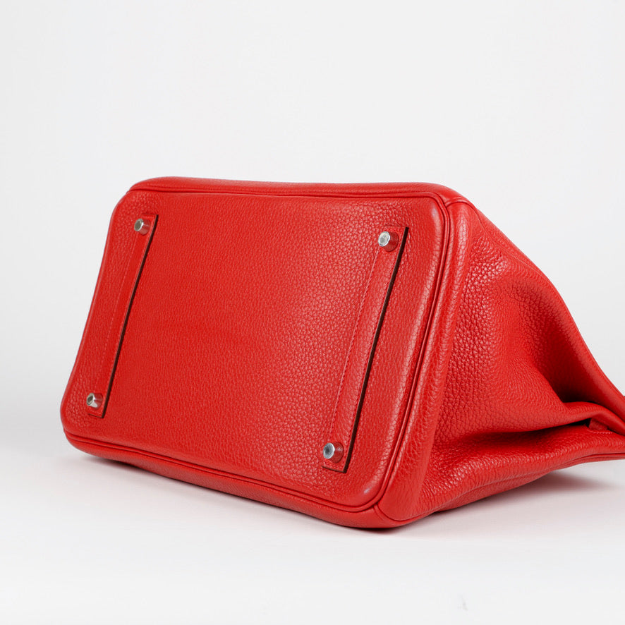 Birkin 35, Rouge Casque Clemence Palladium Hardware