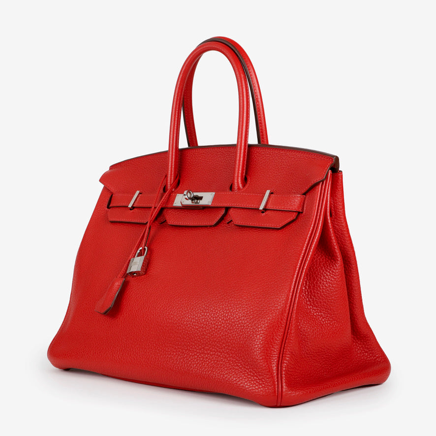 Birkin 35, Rouge Casque Clemence Palladium Hardware