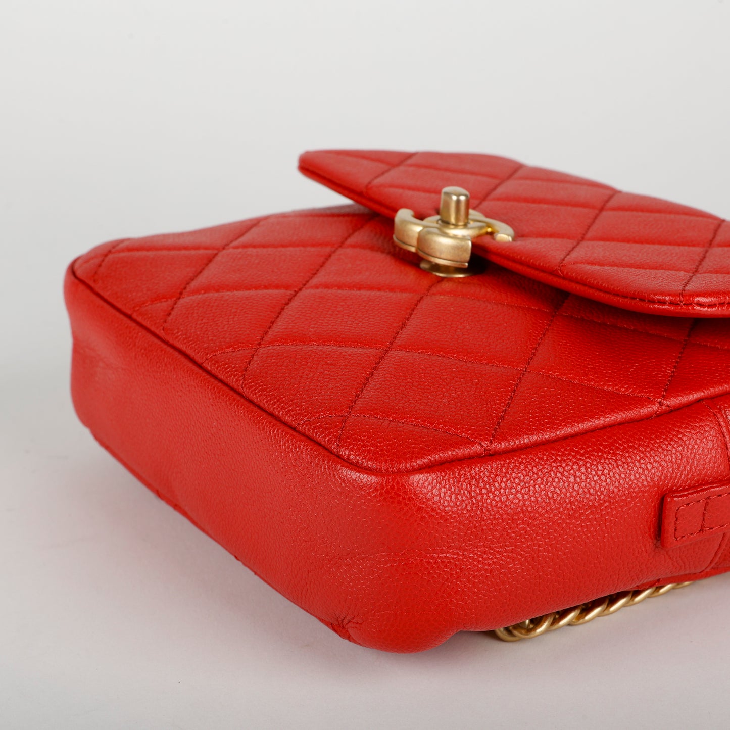 Quilted Chain Melody Backpack, Red Caviar