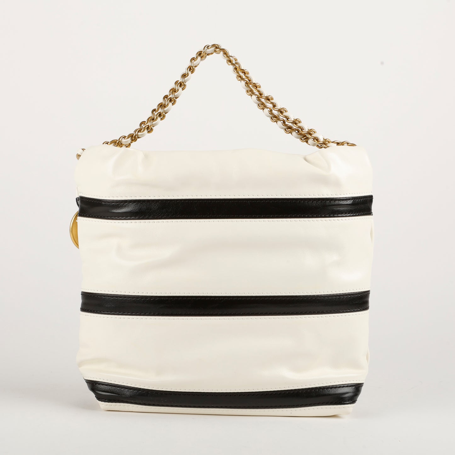 Mini 22 Striped Calfskin Black White 10537