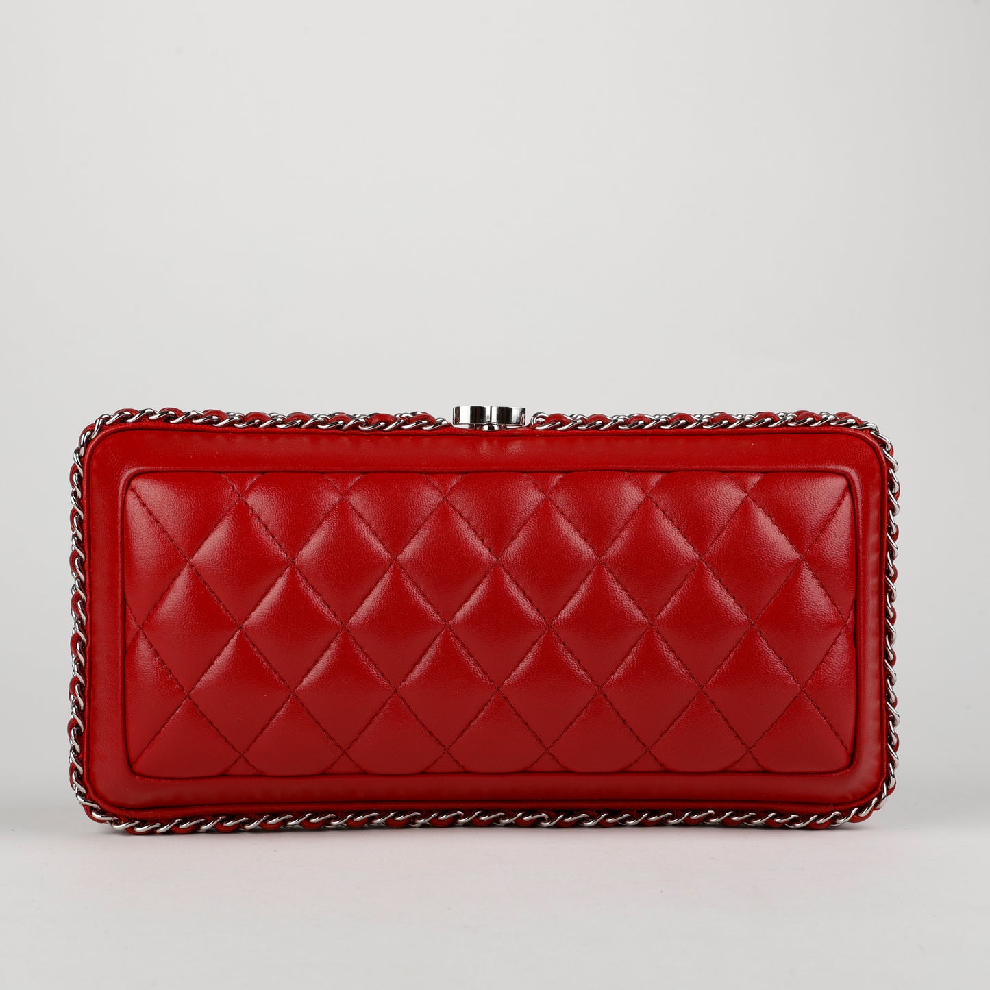 Chain Around Clutch Red Lambskin