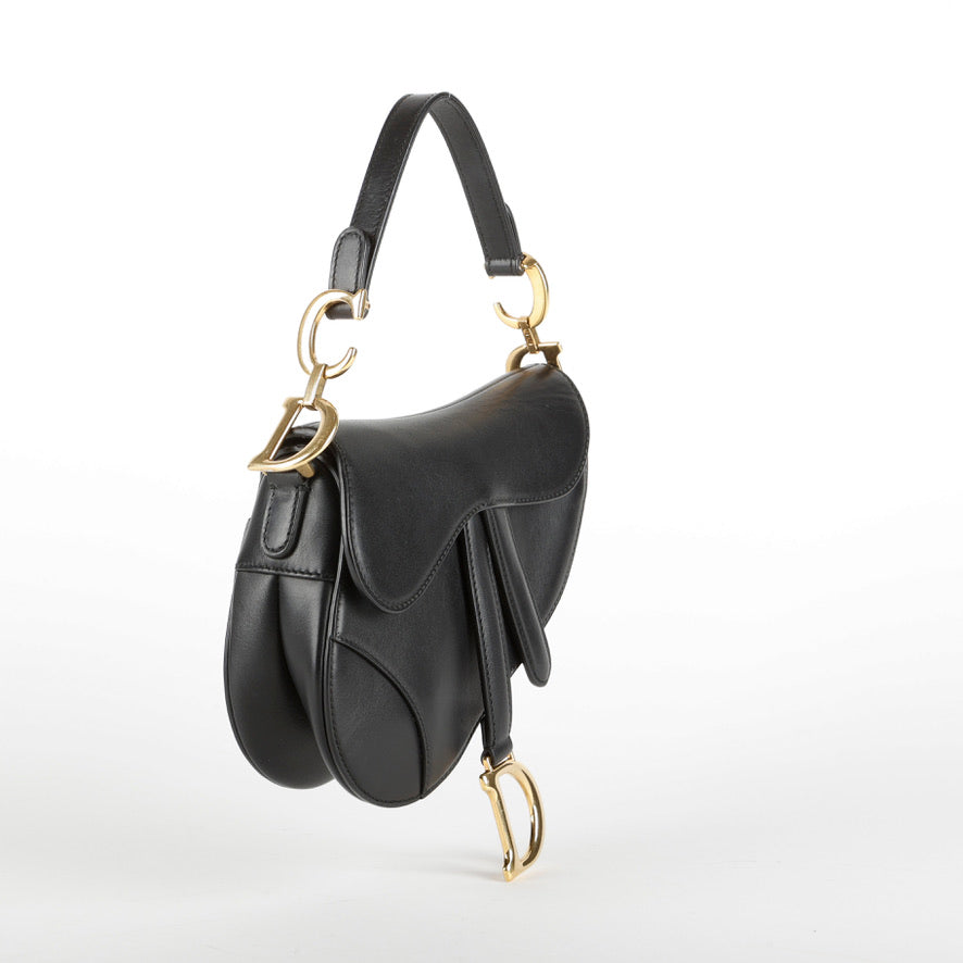 Mini Saddle Bag, Black Calfskin 10623