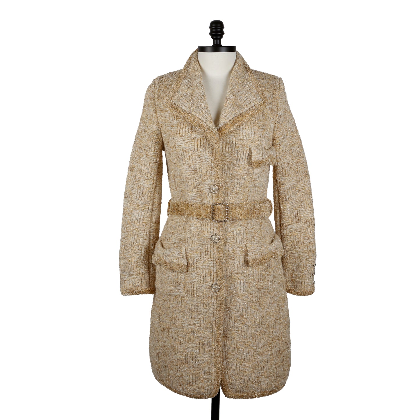 Gold Ecru Beige Tweed Wool (20A) Beige Gold
