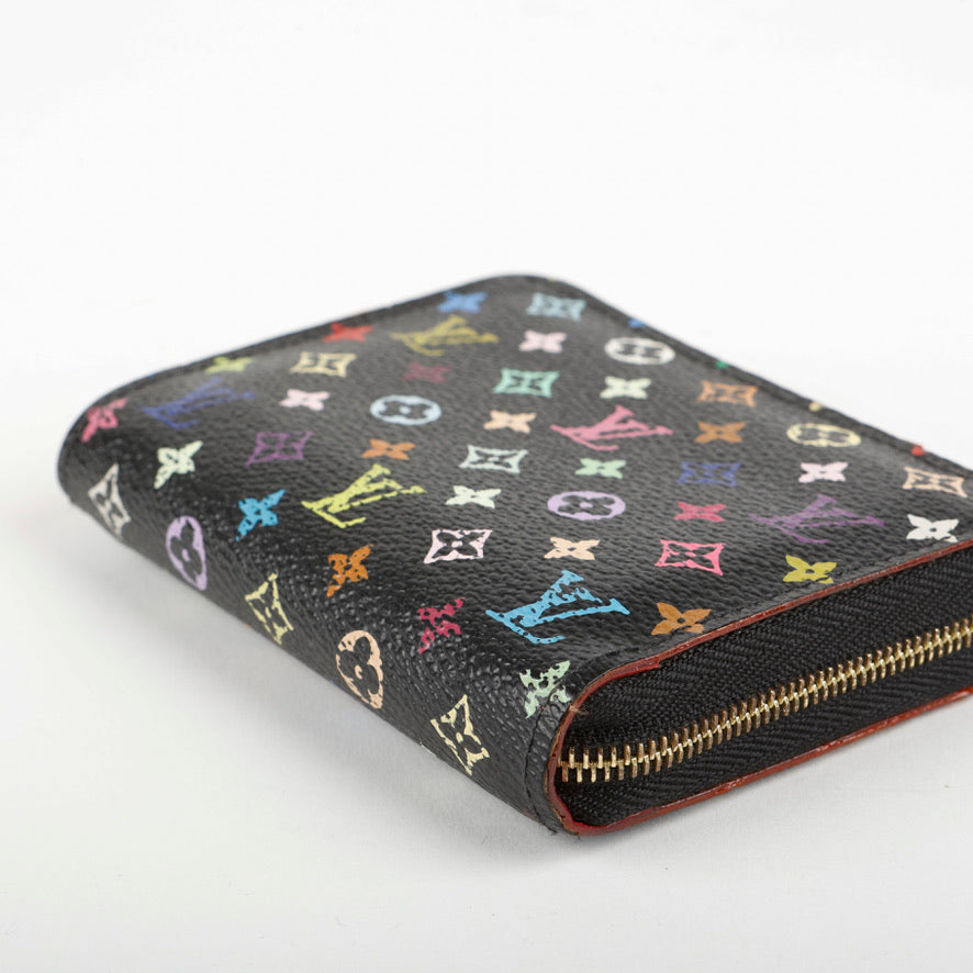 Murakami Zippy Coin Purse, Black Multicolor