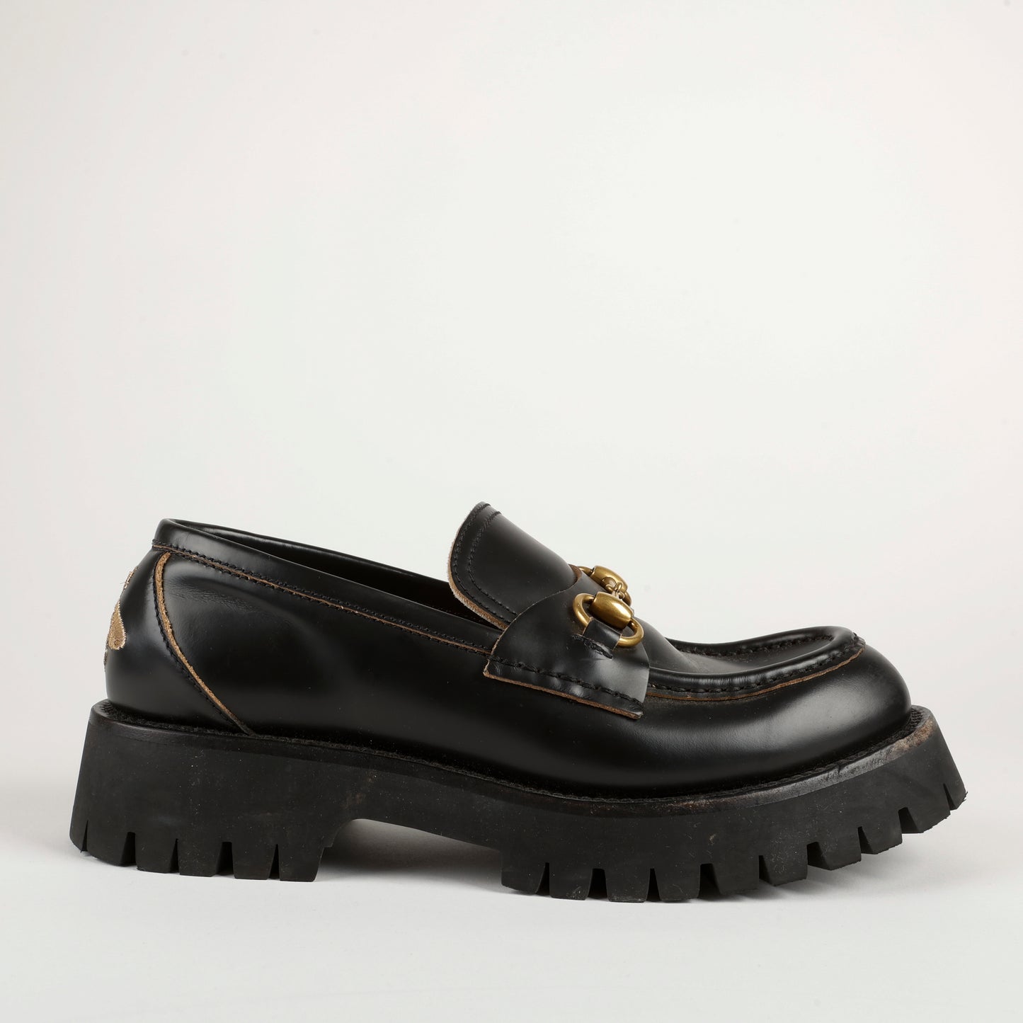 Lug Sole Horsebit Loafers, Black
