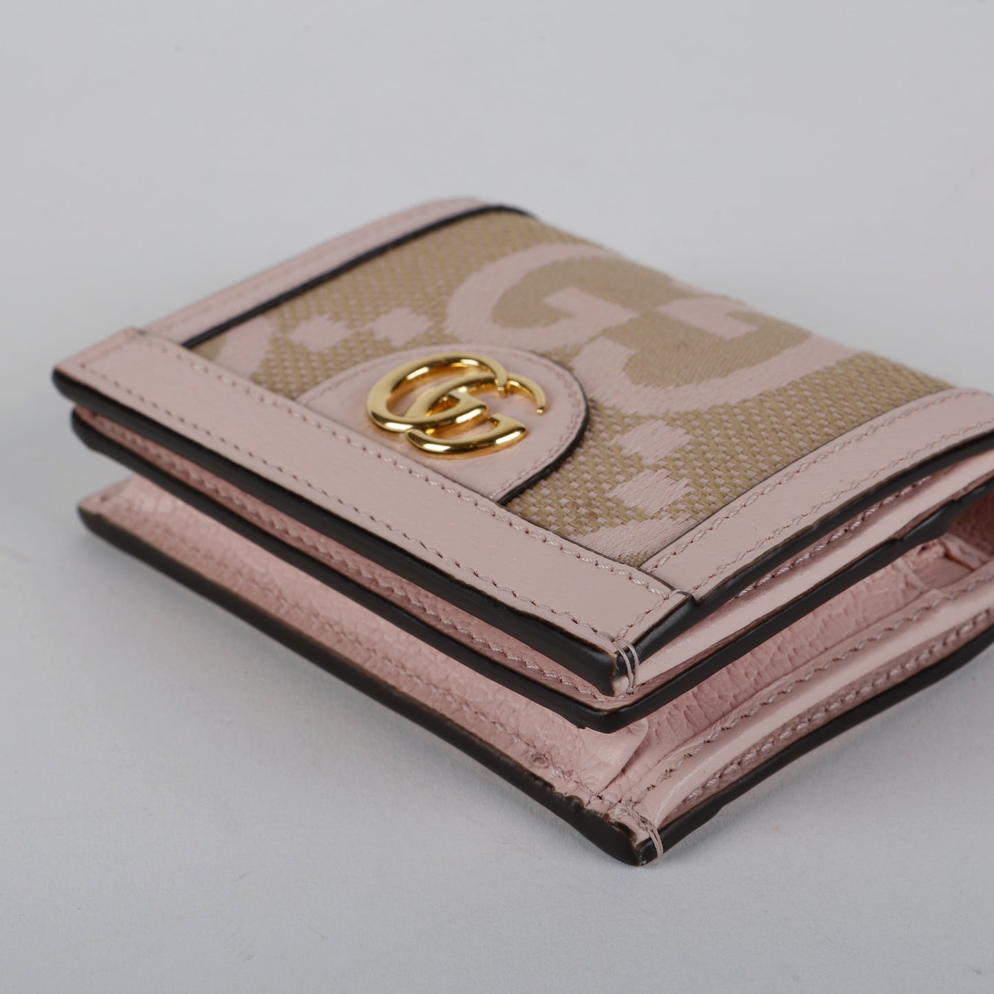 Jumbo GG Ophidia Card Case, Pink Canvas
