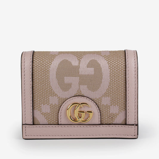 Jumbo GG Ophidia Card Case, Pink Canvas