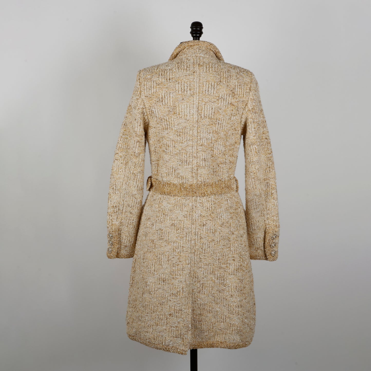 Gold Ecru Beige Tweed Wool (20A) Beige Gold