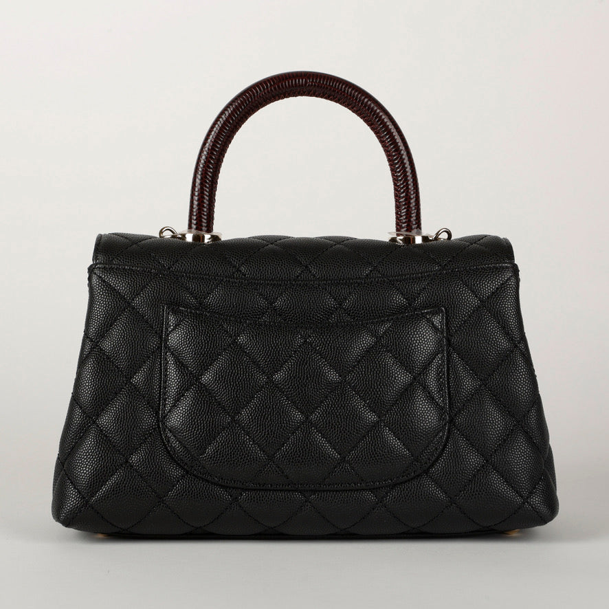 Coco Handle Small Black Caviar Lizard Embossed Handle