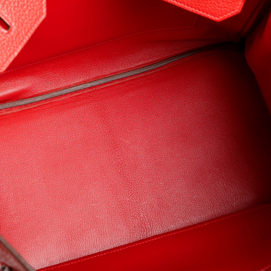Birkin 35, Rouge Casque Clemence Palladium Hardware