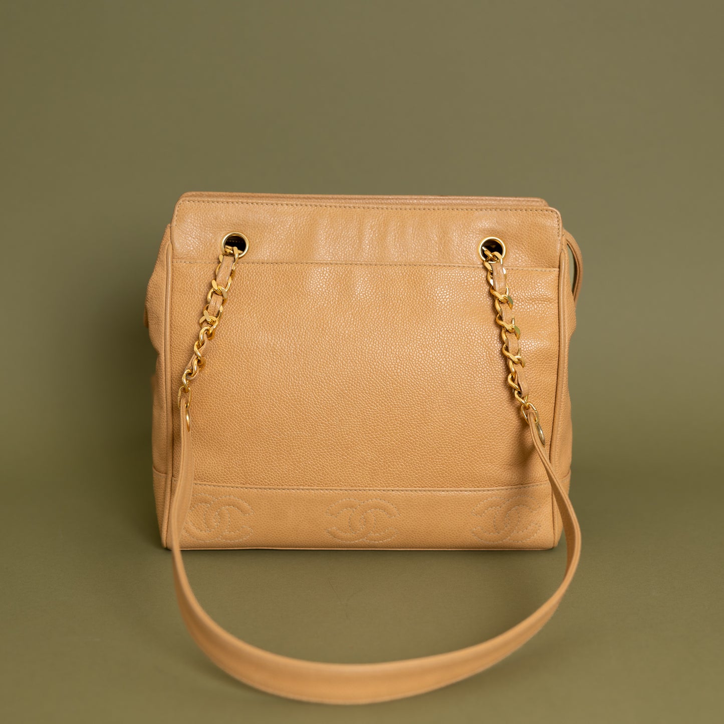 Beige Caviar Triple CC Tote