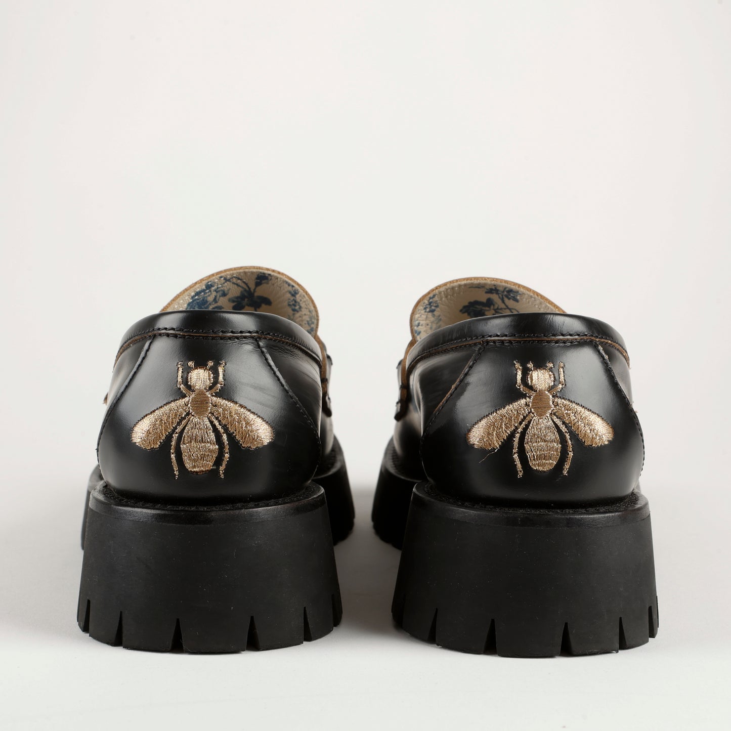 Lug Sole Horsebit Loafers, Black
