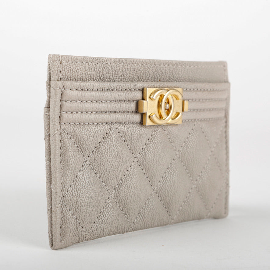 Boy Card Holder, Light Grey Caviar 10599