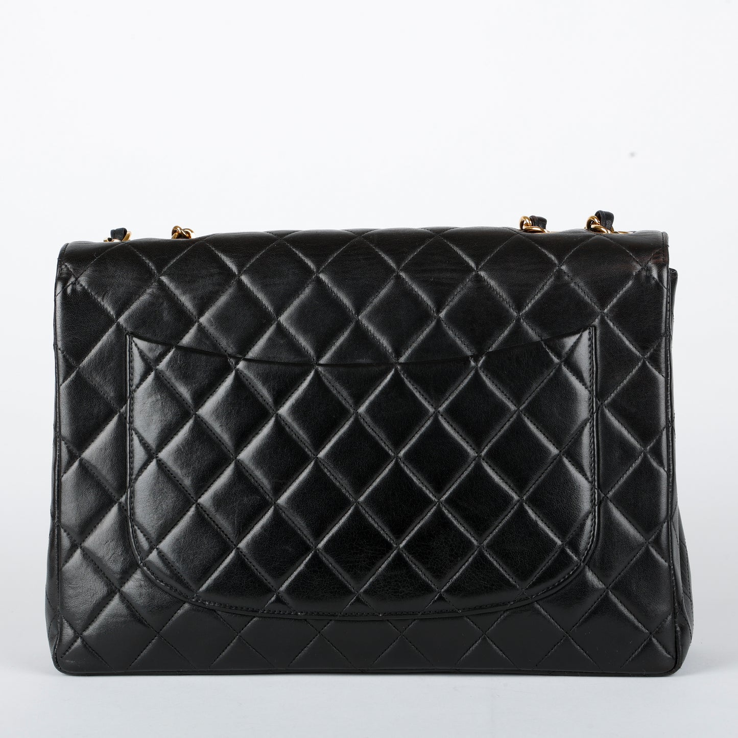 Lambskin Single Flap, Black Gold Hardware
