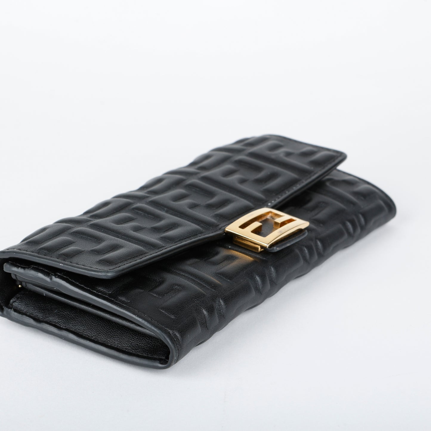 Nappa Embossed Wallet on Chain, Black