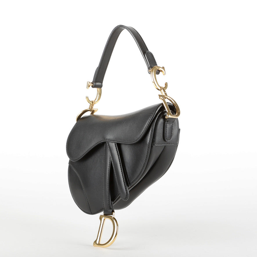 Mini Saddle Bag, Black Calfskin 10623