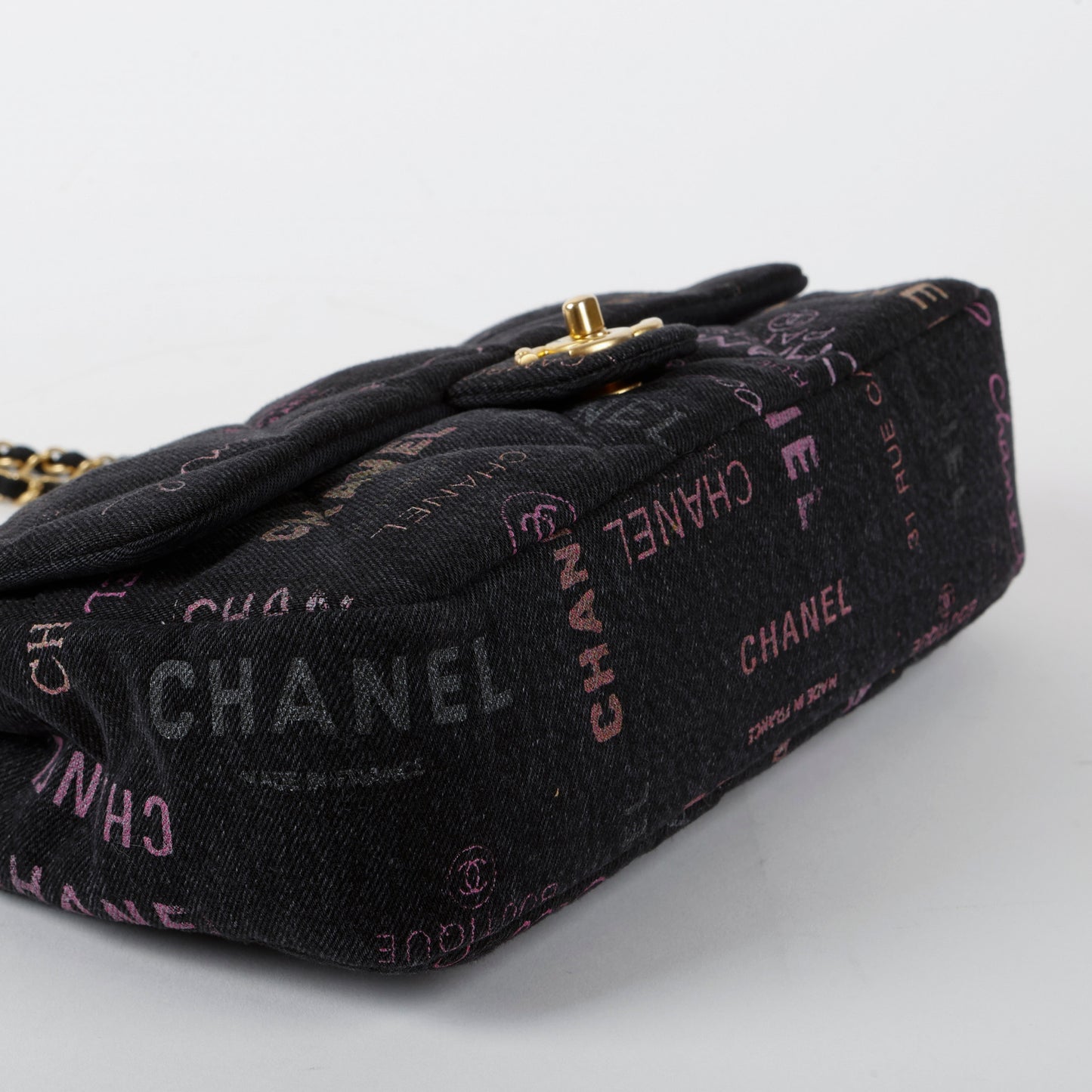 Medium Quilted Dream Flap, Black Denim Multicolor 11403